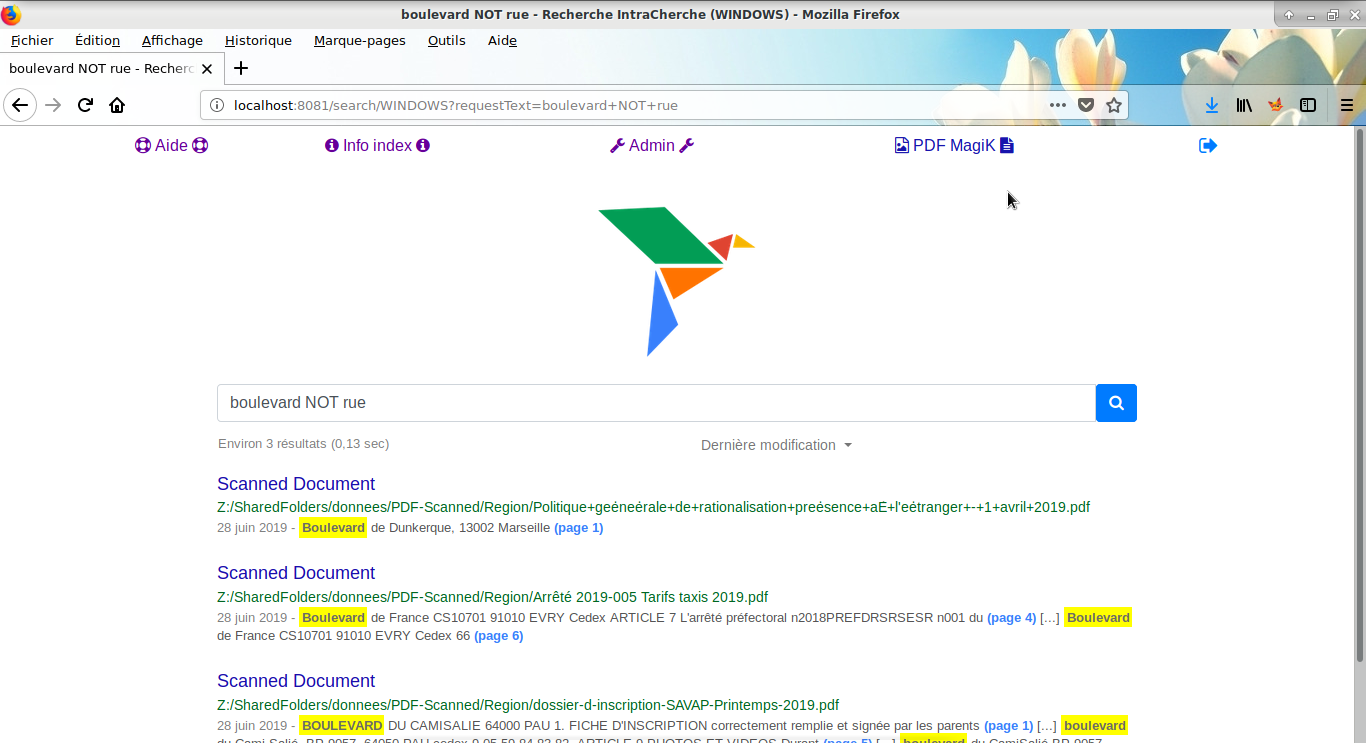 IntraChercheWeb dans le navigateur Firefox
